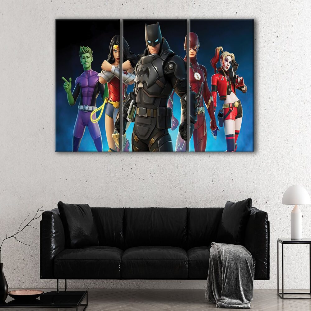 3 panels fortnite justice league canvas art