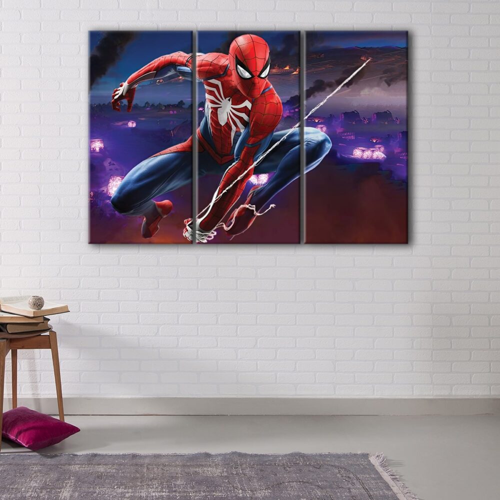 3 panels fortnite spider man canvas art