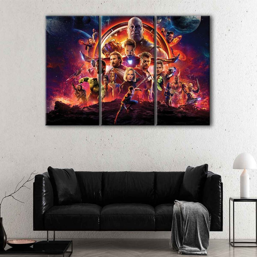 3 panels galaxy superheroes canvas art