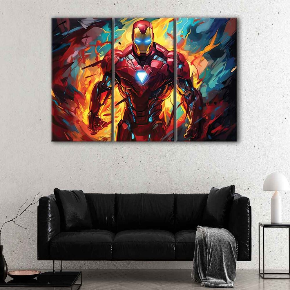 3 panels iron man abstract canvas art