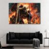 3 panels optimus prime in fire canvas art