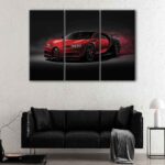 3 panels red bugatti chiron canvas art