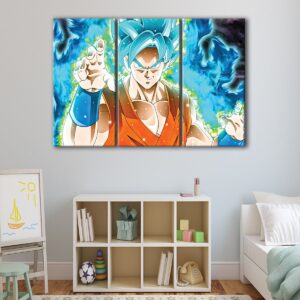 3 panels ssj blue goku canvas art