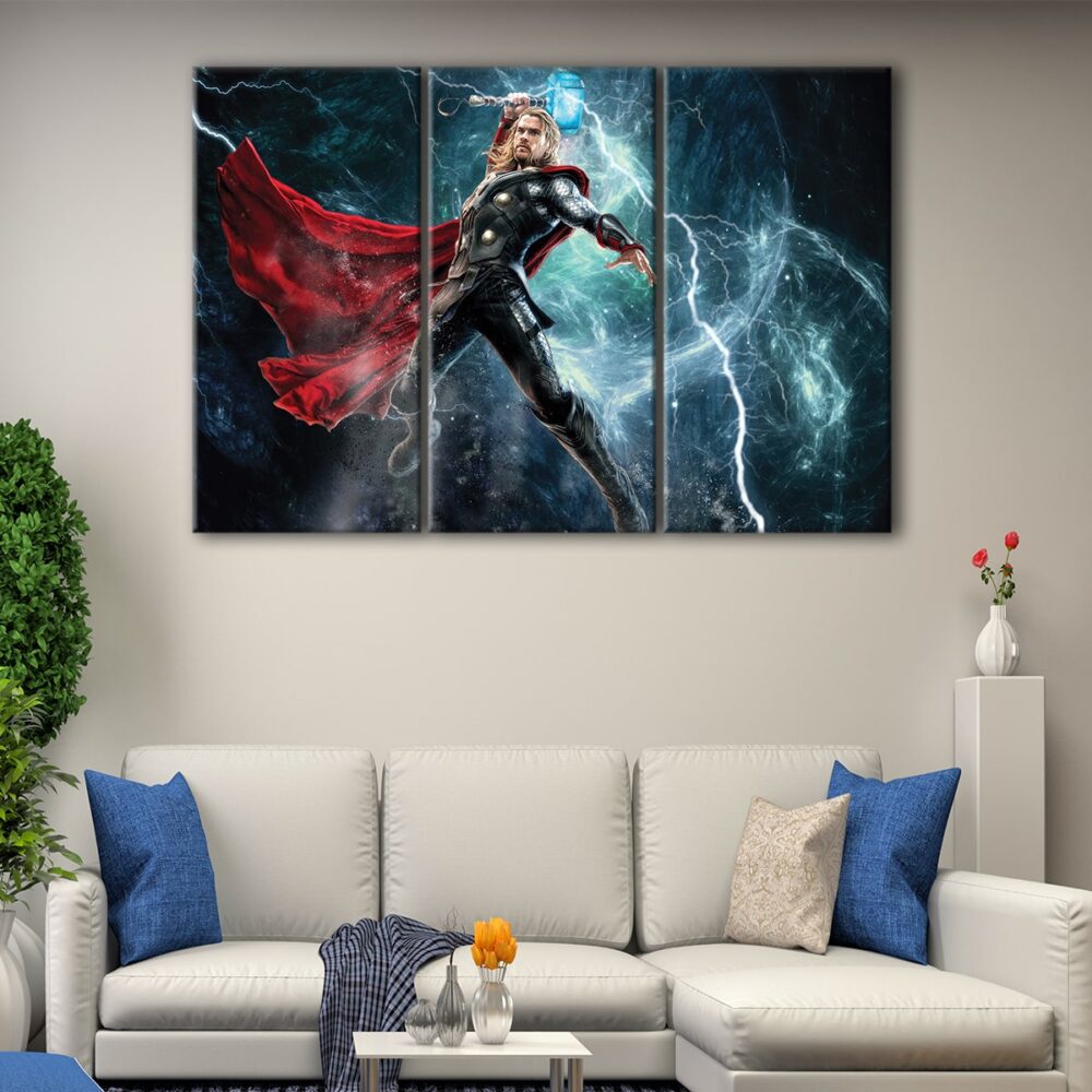 3 panels thor canvas art