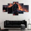 5 panels batman in fire canvas art