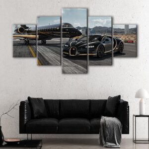 5 panels black bugatti chiron canvas art
