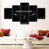 5 panels black maserati canvas art