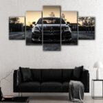 5 panels black mercedes amg canvas art