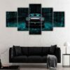 5 panels black rolls royce canvas art