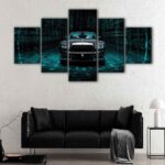 5 panels black rolls royce canvas art