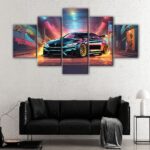 5 panels bmw m4 drift canvas art