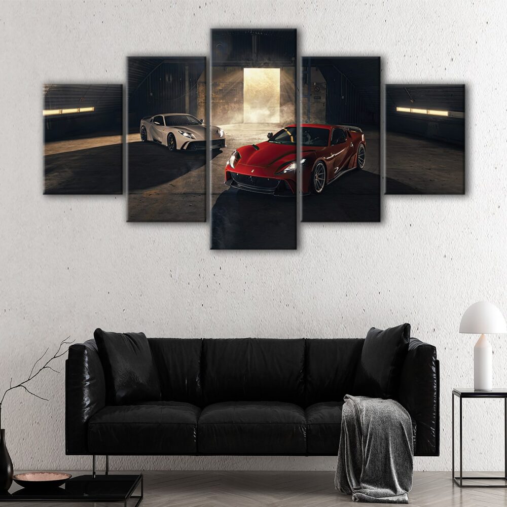 5 panels ferrari supercars canvas art