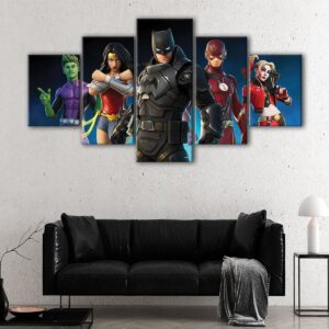 5 panels fortnite justice league canvas art