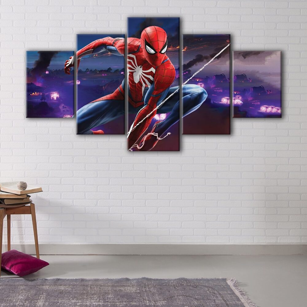 5 panels fortnite spider man canvas art
