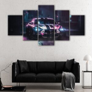 5 panels furious ford mustang canvas art