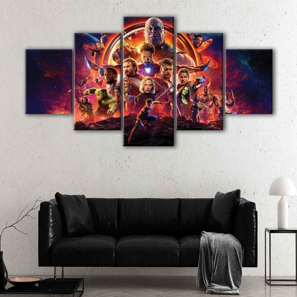5 panels galaxy superheroes canvas art