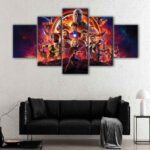 5 panels galaxy superheroes canvas art