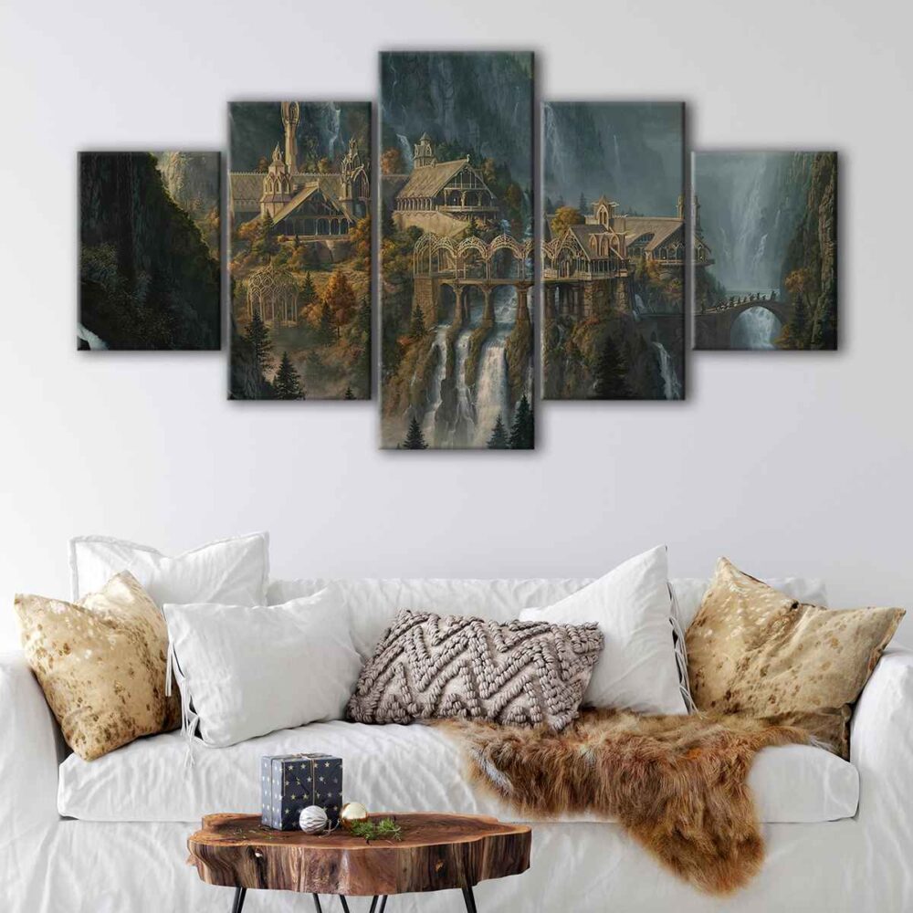 5 panels hobbit rivendell canvas art