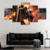 5 panels optimus prime in fire canvas art