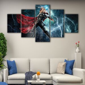 5 panels thor canvas art