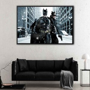 batman and catwoman floating frame canvas
