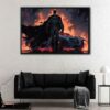 batman in fire floating frame canvas