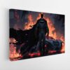 batman in fire stretched canvas