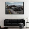 black bugatti chiron floating frame canvas