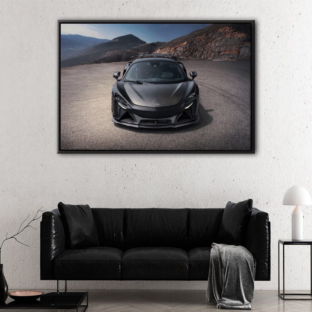 black mclaren artura floating frame canvas