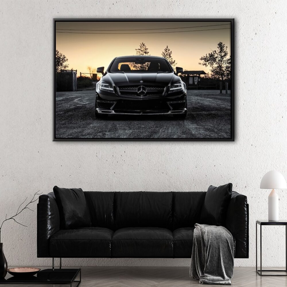 black mercedes amg floating frame canvas