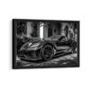 chevrolet corvette framed canvas black frame