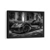 chevrolet corvette framed canvas black frame