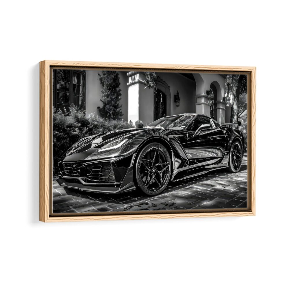 chevrolet corvette framed canvas natural beige