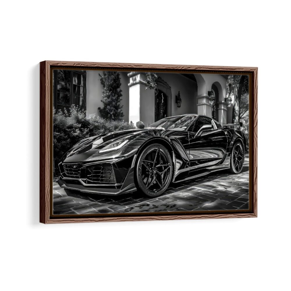 chevrolet corvette framed canvas walnut brown
