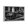 chevrolet corvette framed canvas white frame