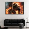 optimus prime in fire floating frame canvas