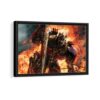 optimus prime in fire framed canvas black frame