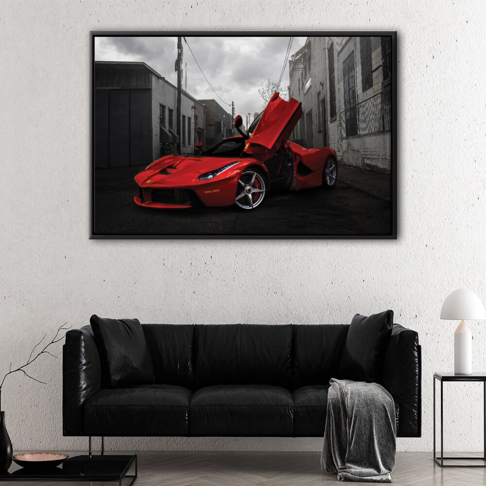 red ferrari floating frame canvas