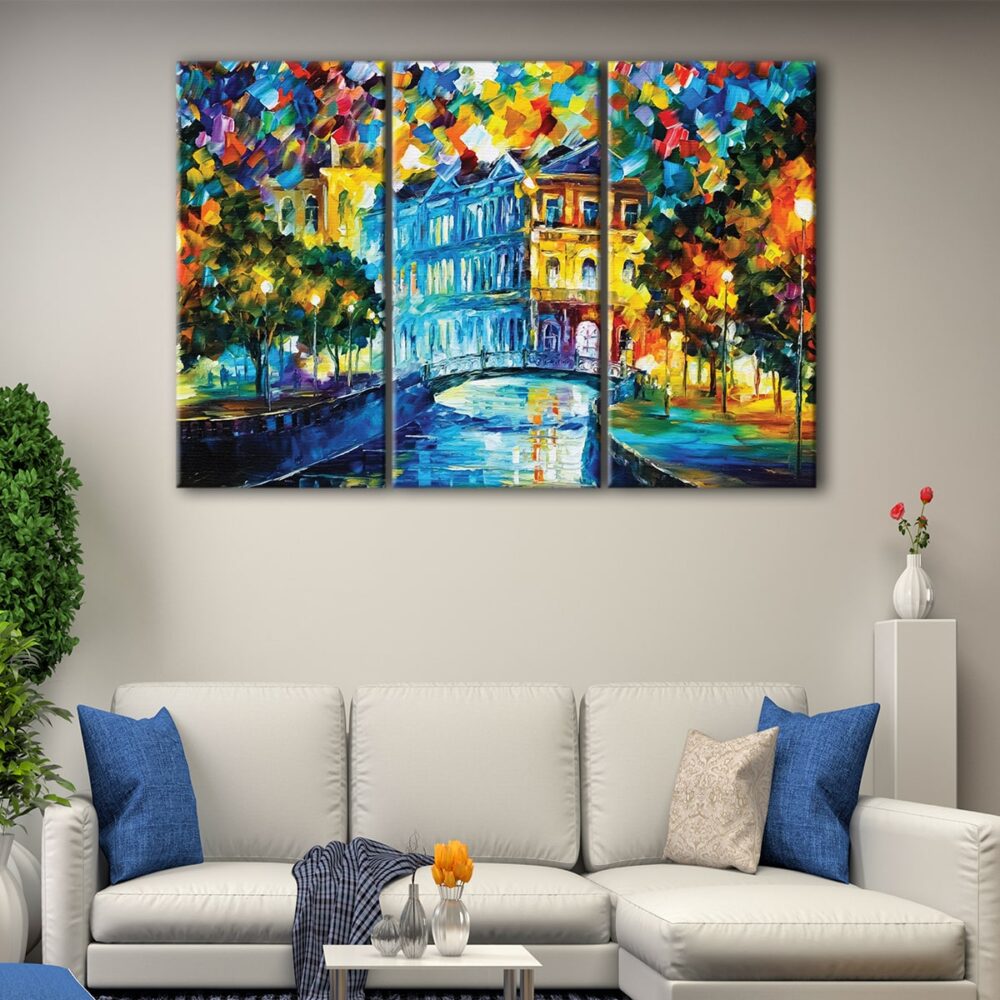 3 panels house on the hill canvas art