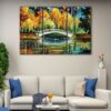 3 panels white bridge canvas art