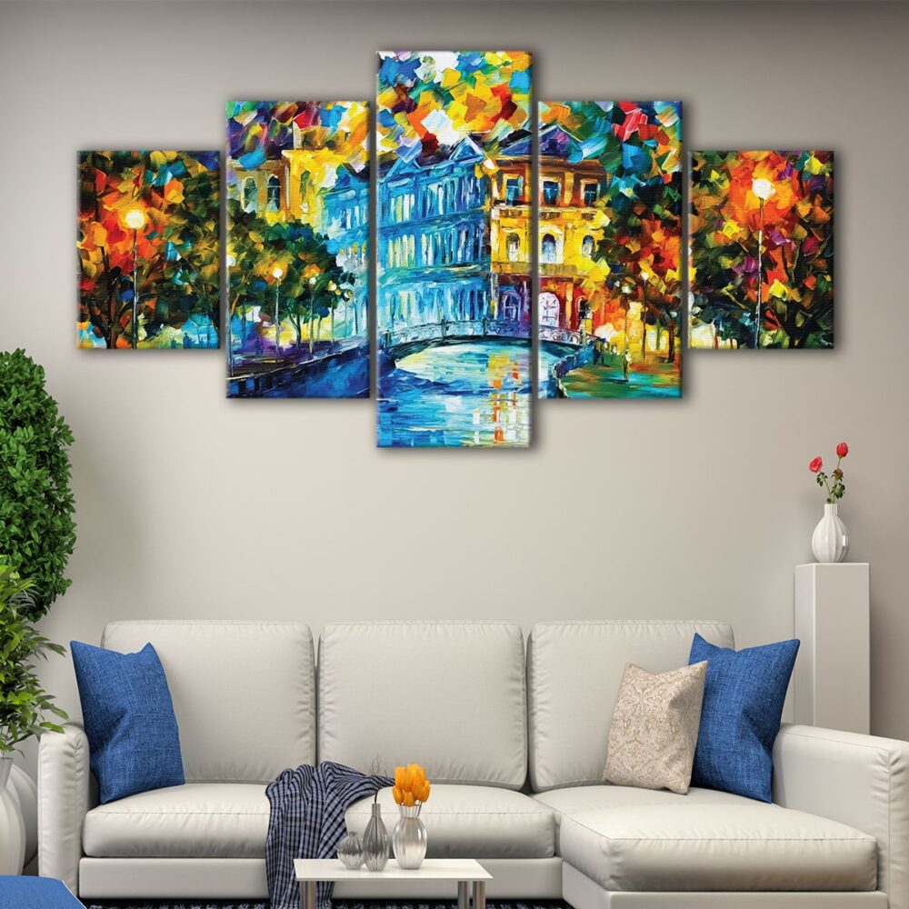 5 panels house on the hill canvas art