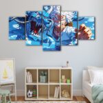 5 panels luffy vs kaido one canvas art