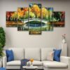 5 panels white bridge canvas art