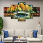 5 panels white bridge canvas art