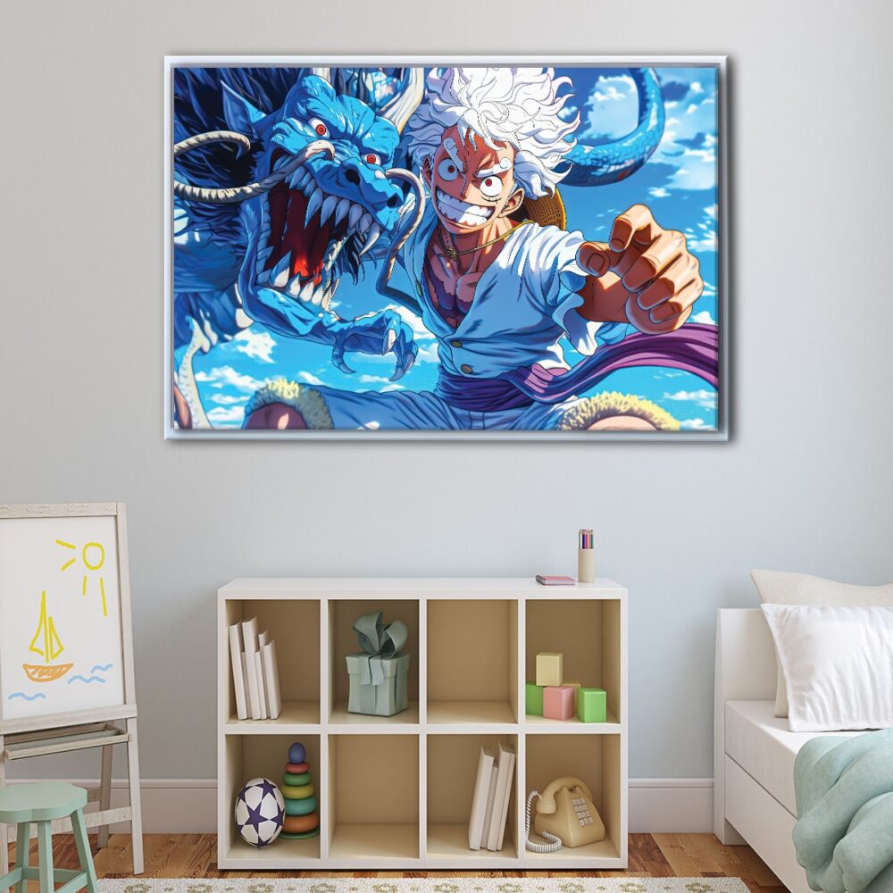 luffy vs kaido one floating frame canvas