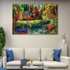 3 panels enchanted forest lake canvas art