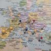 Centered Pacific Ocean Push Pin World Map - Classic Edition - europe zoom