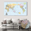 Centered Pacific Ocean Push Pin World Map – Colorful Edition