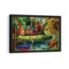 enchanted forest lake framed canvas black frame