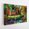 enchanted forest lake stretched canvas